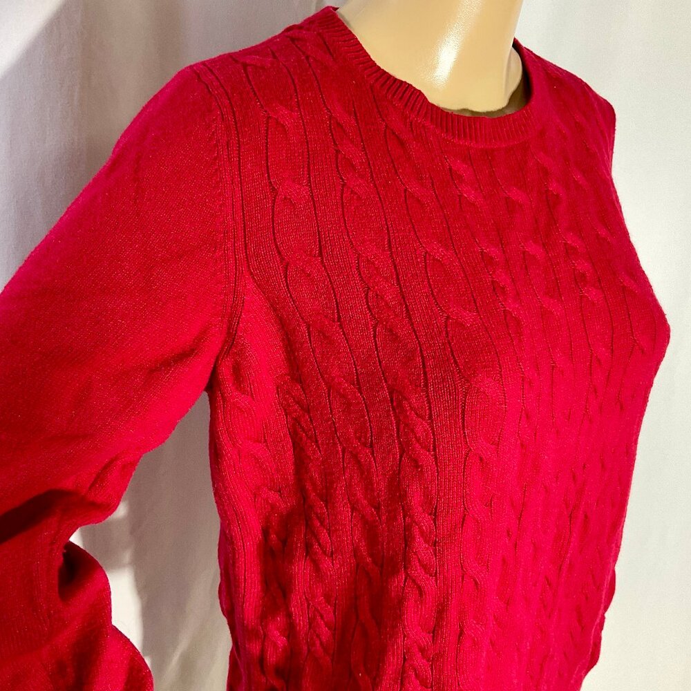 Talbots Petite XL Red Womens Sweater Cable Knit